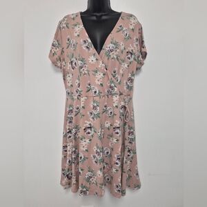 Just Be Pastel Jersey Knit Floral Wrap Dress sz XL